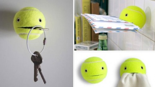 DIY: держатели для дома из теннисного мячика как можно использовать теннисный мячик